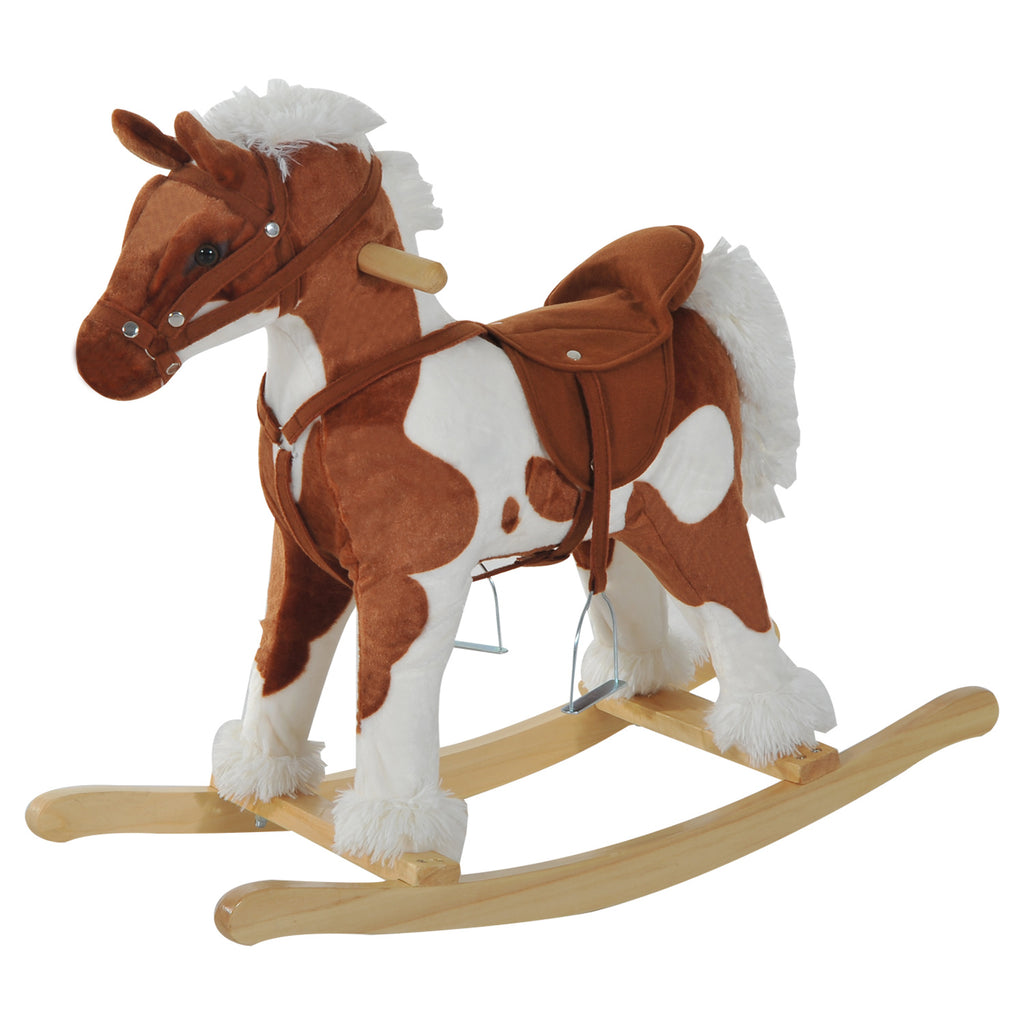 Toddler Rocking Horse, Kids Plush Rocking Chair Toy with Nursery Rhyme Music Brown