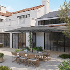 Garden Parasol, Double-Sided Sun Umbrella with LED Solar Lights, Patio Parasol for Outdoor, Gray
