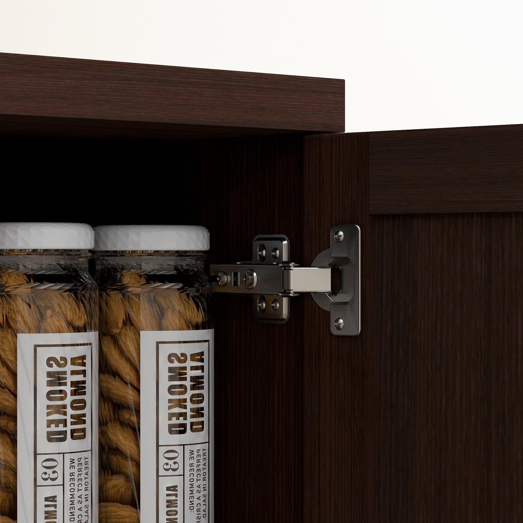 63" 2-Door Kitchen Pantry, Freestanding Cabinet with 2 Adjustable Shelves for Dining Room, Cinnamon Cherry Wood Grain