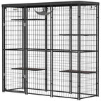Weld Wire Catio Outdoor Indoor with Waterproof Cover, 4 Jumping Platforms, Hammock, for 1-3 Kittens, 69" x 22" x 62"