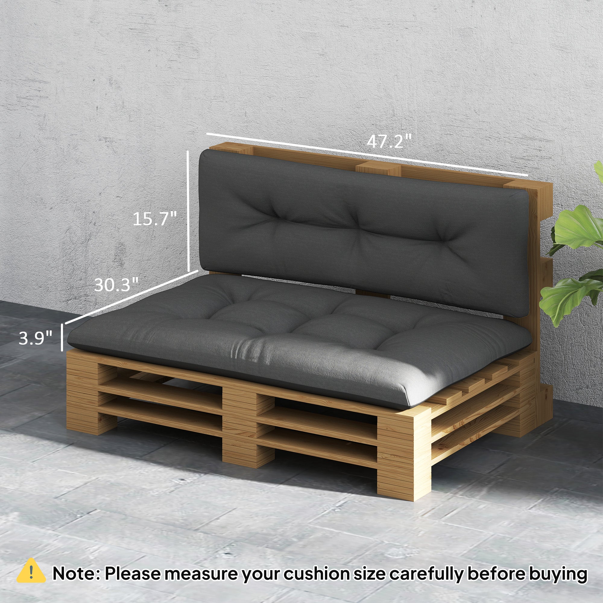 2 Seater Pallet Cushions Outdoor 3.9" Thick Replacement Cushions - Tufted Design for Garden, Patio, Dark Gray