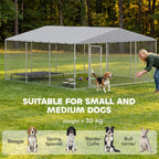 13' x 13' x 6.5' Dog Kennel Outdoor for Small Medium Dogs with Waterproof Roof, Silver