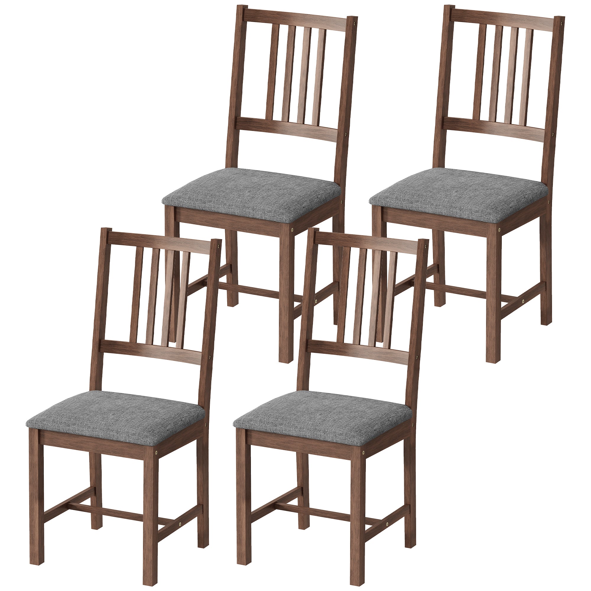 Set of 4 Dining Chairs, Upholstered Dining Room Chairs with Rubberwood Legs for Kitchen, Farmhouse Walnut