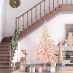 7ft Unlit Spruce Artificial Christmas Tree with Realistic Branches and 1000 Tips, Pink