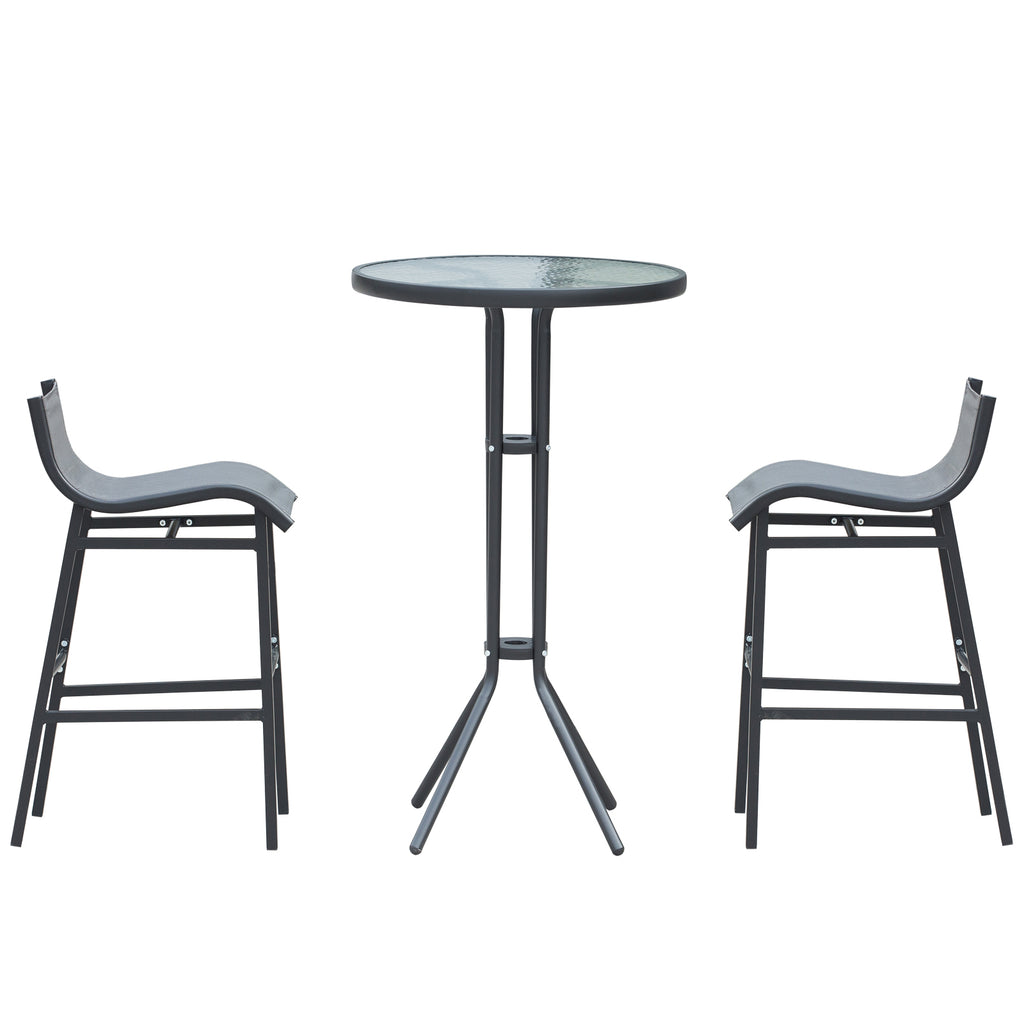 3 Piece Bar Height Outdoor Bistro Set for 2, Charcoal Gray