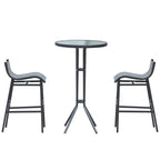 3 Piece Bar Height Outdoor Bistro Set for 2, Charcoal Gray