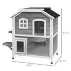 2-story Cat House Outdoor, Weatherproof Wooden Cat Enclosure for Feral Cats with Escape Door, Openable Roof, Jumping Platforms, Gray
