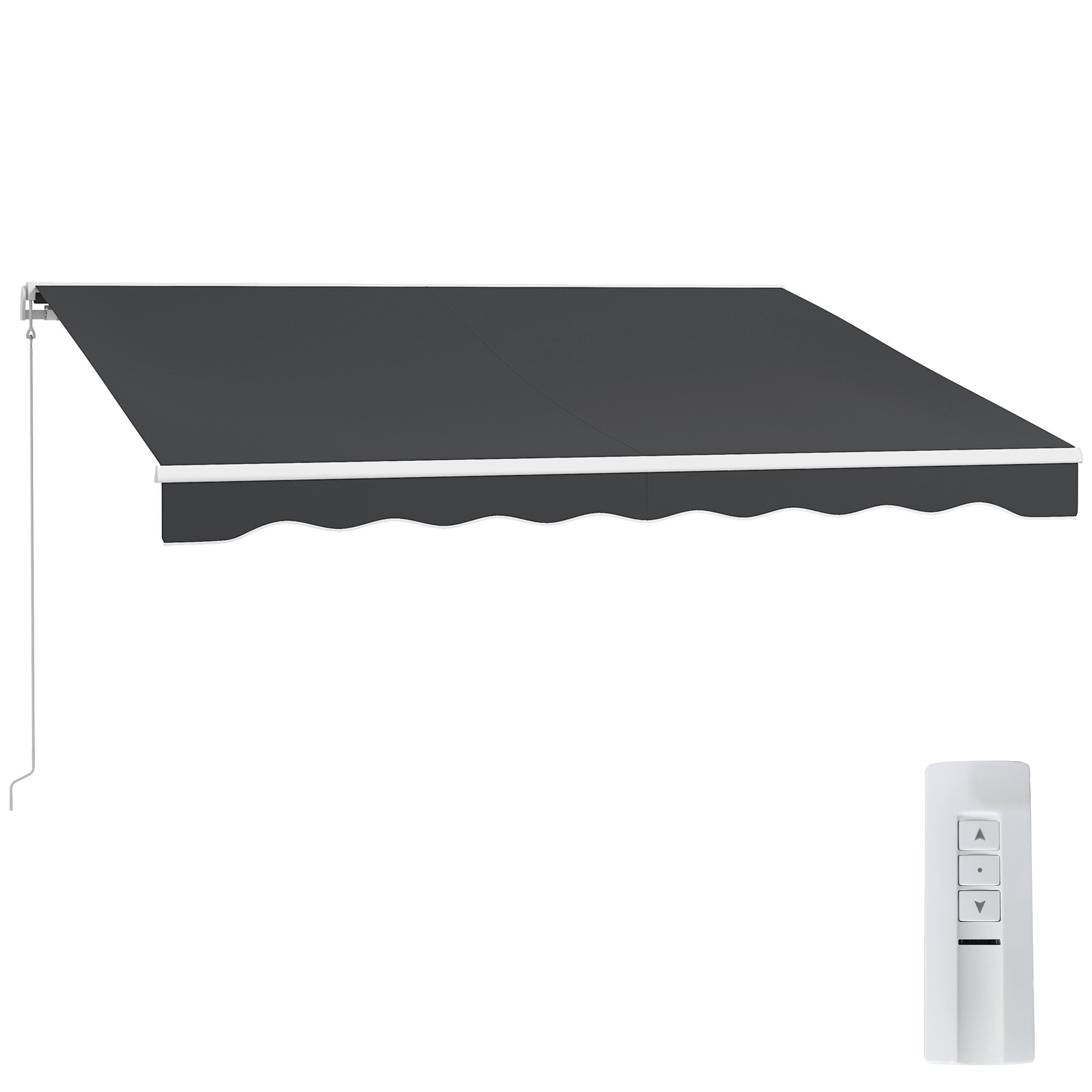 10' x 8' Electric Retractable Awning, Sun Shade Shelter，Remote Controller and Crank Handle for Deck, Balcony, Yard,