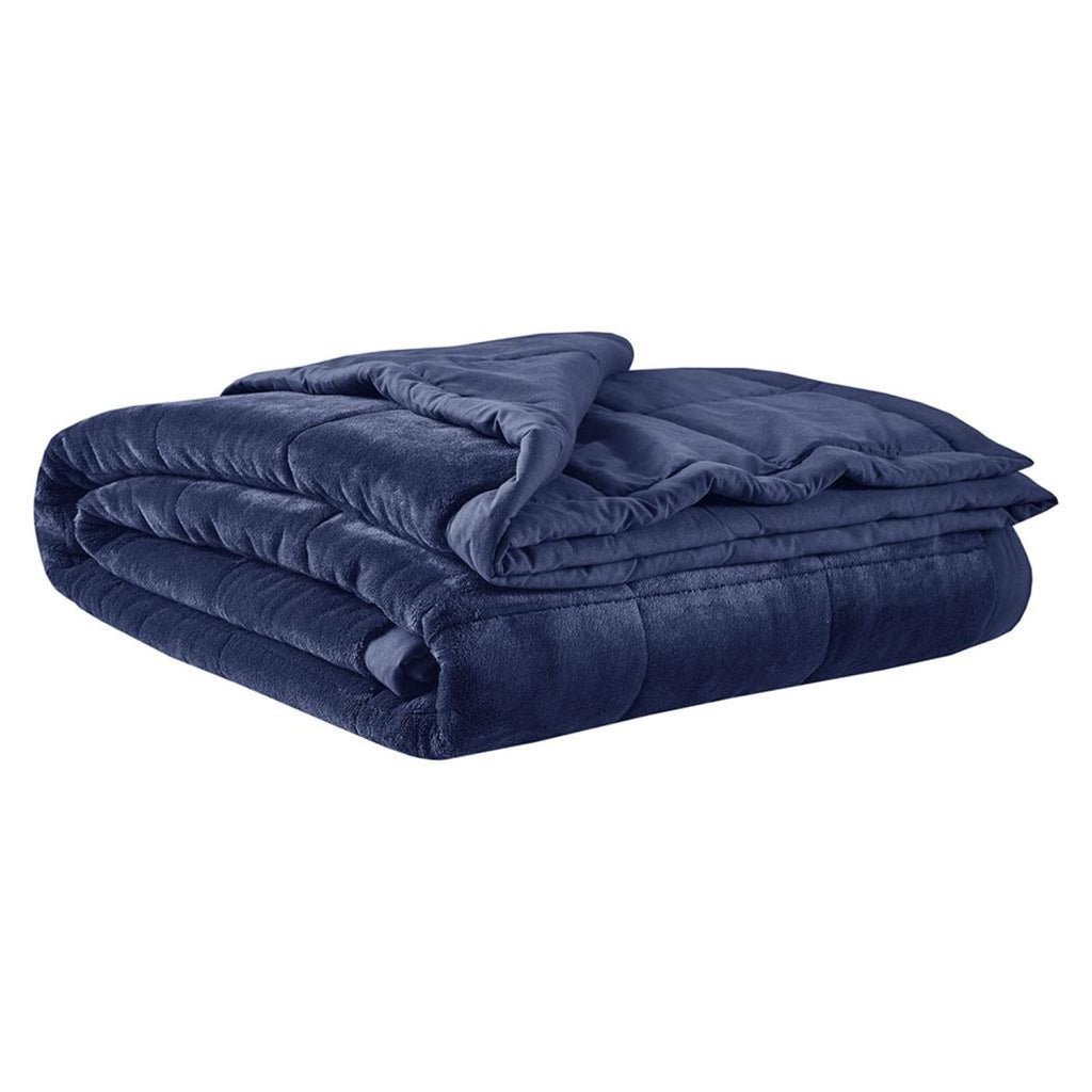 Reversible Down Alternative Blanket with OEKO-TEX Certified, Smart Temperature Control, Machine Washable, 90" L x 90" W x 0.25" H, Navy