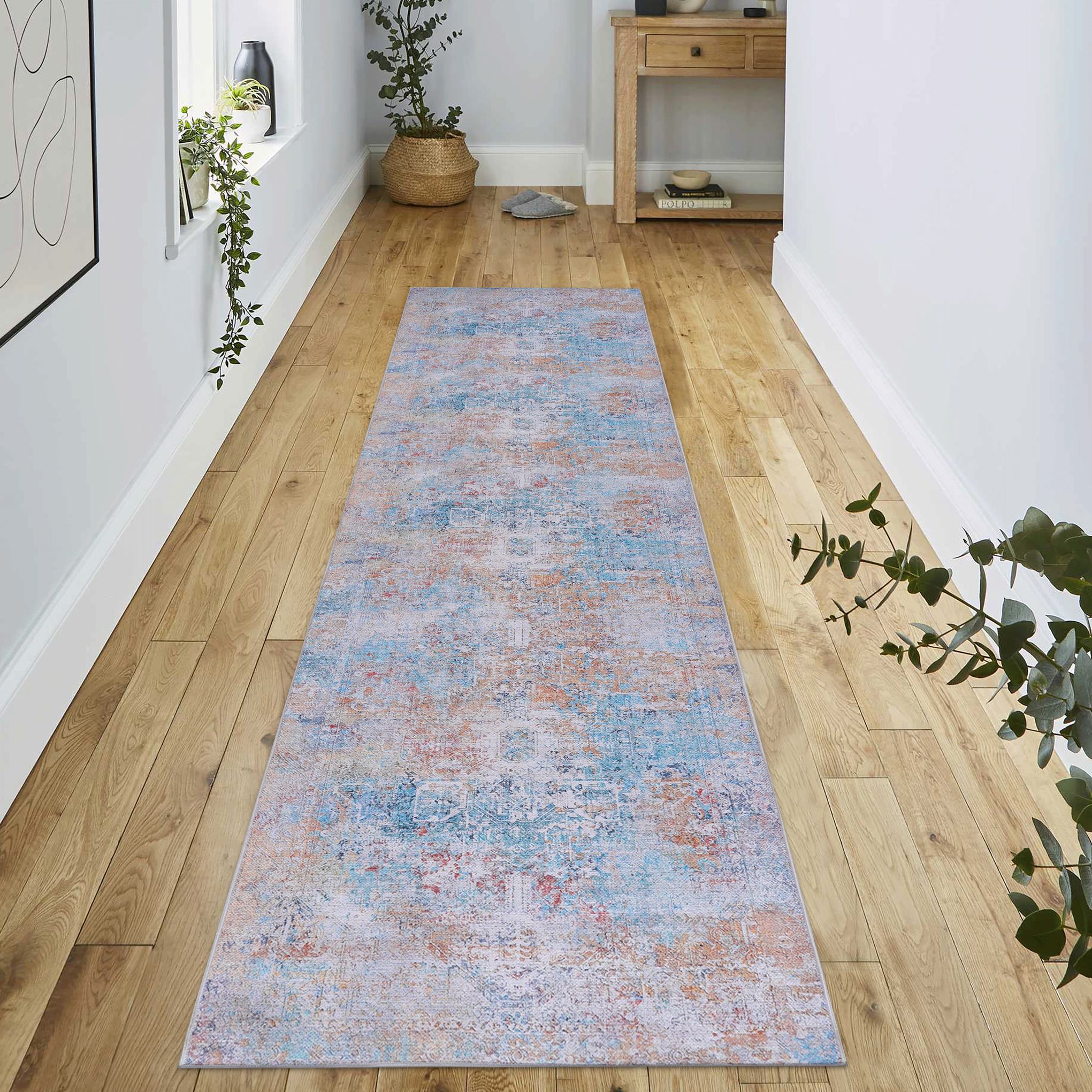 2x10 Low-Pile Non-Slip Non-Shedding Washable Area Rug, Kid and Pet Friendly, Foldable for Living Room, Bedroom, Dining Room, Multicolor