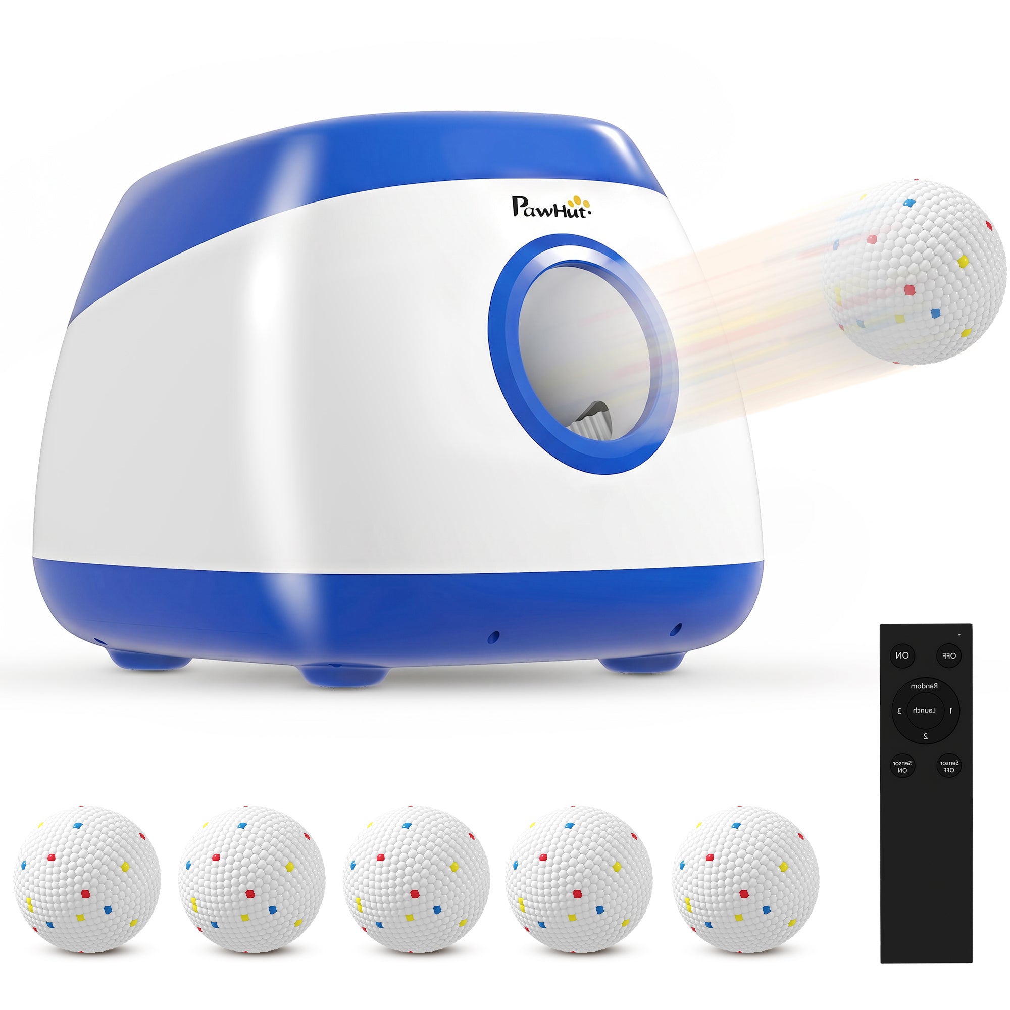 Automatic Dog Ball Launcher with 26-80 FT Distance, Automatic Ball Launcher for Medium and Large Dogs, Blue