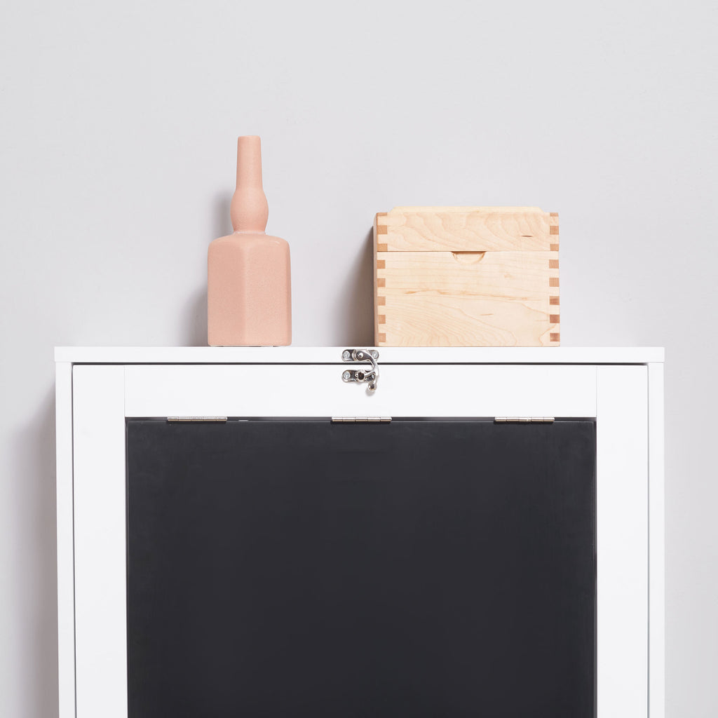 Wall Mounted Foldable Desk with a Blackboard, Fold Out Convertible Floating Desk with Shelves, White