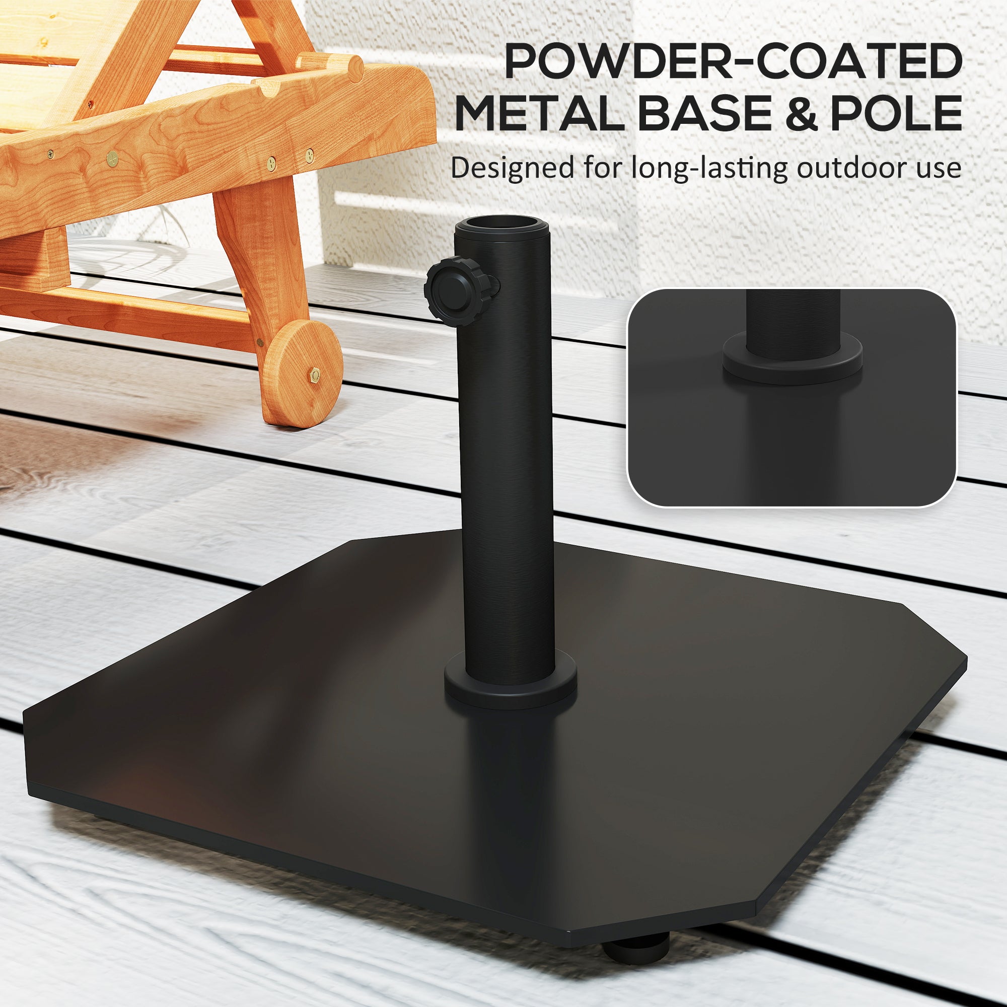 Square Patio Umbrella Base, 41 lbs Metal Umbrella Stand Base with Adjustable Foot Pads, Heavy Duty Patio Umbrella Holder for 1.3"/1.5"/1.9" Umbrella Poles for Outdoor, Lawn, Poolside, Black