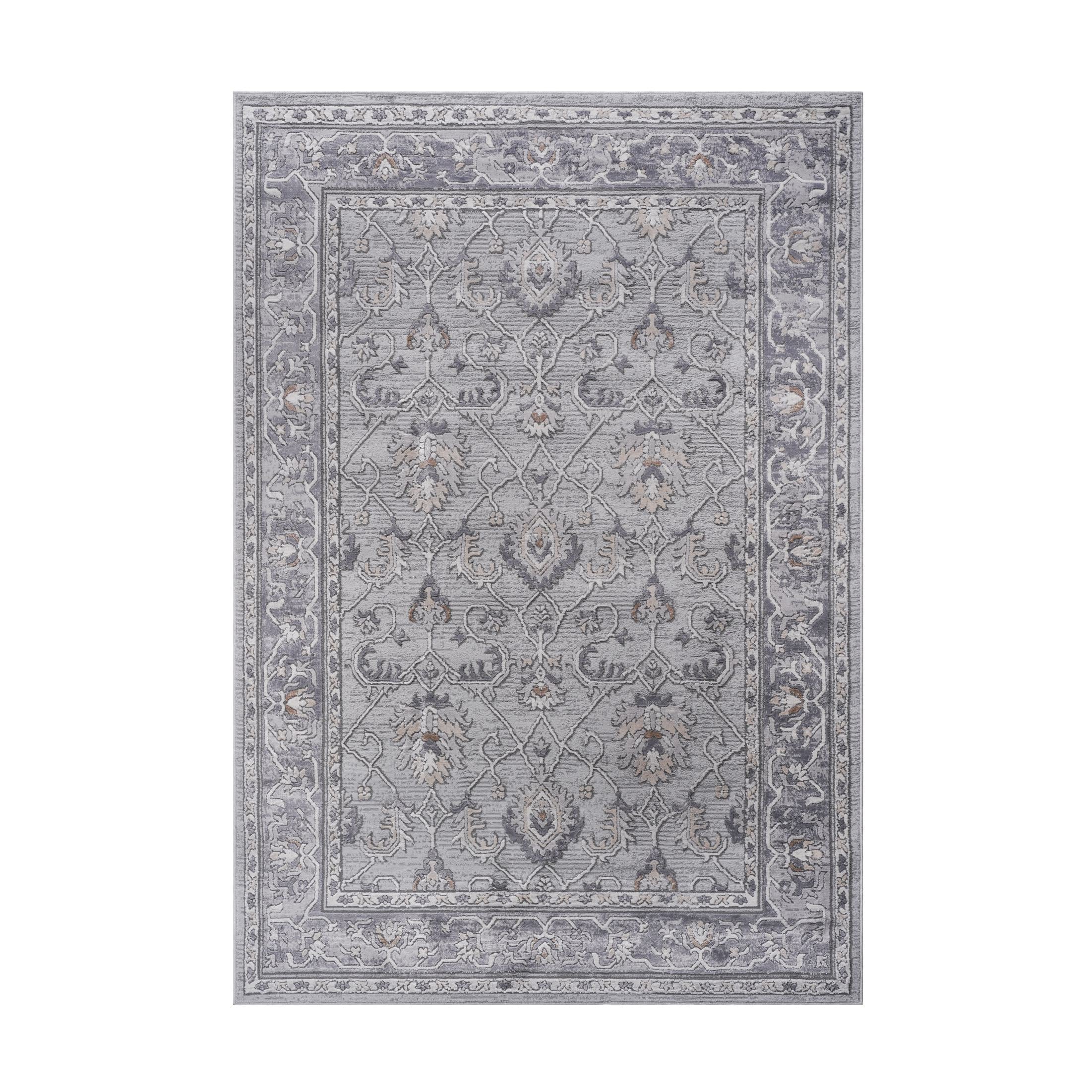 Naar 6x9 Stain-Resistant Area Rug with Cotton Backing, Medium Pile Height, Kid and Pet-Friendly Carpet, 93" L x 79" W x 0.35" H, Ivory+Gray