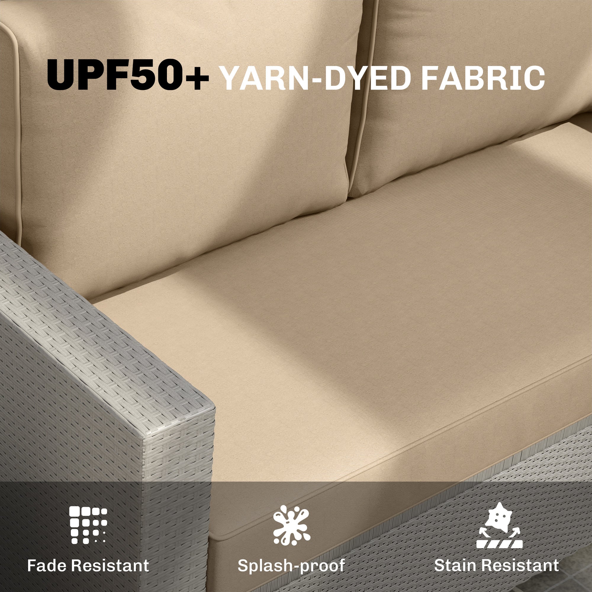 2 Seat Patio Furniture Cushions, 46x26x5 in, Thick Outdoor Loveseat Cushion Set with Removable Cover, Fade-Resistant Replacement Cushions for Outdoor Furniture, Couch, Bench, Swing, Beige
