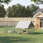 Large Chicken Coop Metal Chicken Run with Waterproof and Anti-UV Cover, Spire Shaped Walk in Fence Cage Hen House for Outdoor and Yard Farm Use, 1" Tube Diameter, 9.8' x 13.1' x 6.6'