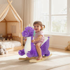 Baby Rocking Horse, Kids Ride On Dragon Toy with Realistic Dragon Roar and Safety Belt for Kids 18–36 Months, Purple