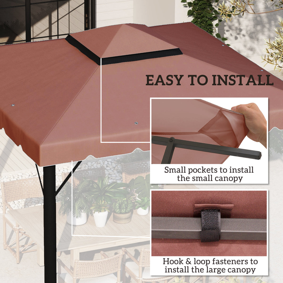 Model 84C-051 or 84C-269 10' x 10' Gazebo Replacement Canopy, Coffee