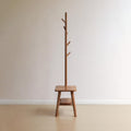 Solid Shoe Bench with Coat Rack and Solid Oak Construction, Modern Hall Tree for Living Space, 31.5″ L x 13.5″ W x 65.5″ H, Walnut