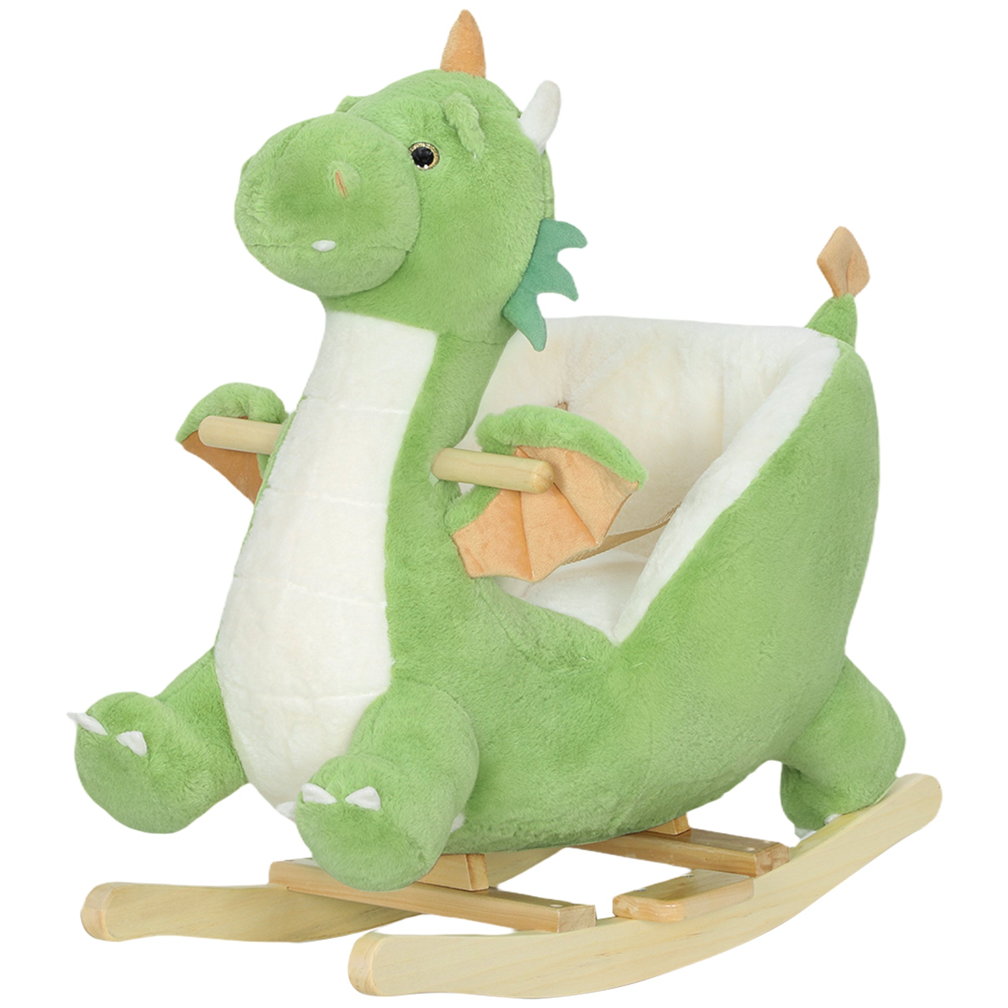 Baby Rocking Horse, Kids Ride On Dragon Toy with Realistic Dragon Roar and Safety Belt for Kids 18–36 Months, Green