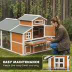 79"L Chicken Coop with Run for 6 Chickens, Wooden Chicken House with Nesting Boxes and Pull-Out Tray