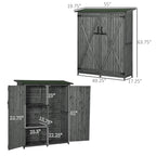 Outdoor Storage Cabinet Wooden Garden Shed Utility Tool Organizer with Waterproof Asphalt Rood, Lockable Doors, 3 Tier Shelves for Lawn, Backyard, Gray
