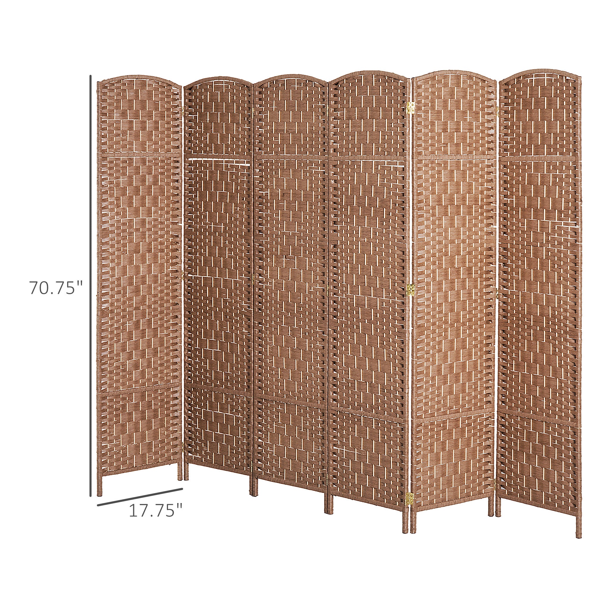 Room Divider 6 Panel, 6FT Tall Folding Privacy Screen, Freestanding Hand-Woven Partition for Room Separation with 360° Hinges, Paper Rope Diamond Weave, Natural