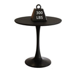 Modern Round Dining Table with MDF Top and Steel Base, Strong Construction, Easy Assembly and Cleaning, 23.5″ L x 23.5″ W x 29″ H, Black