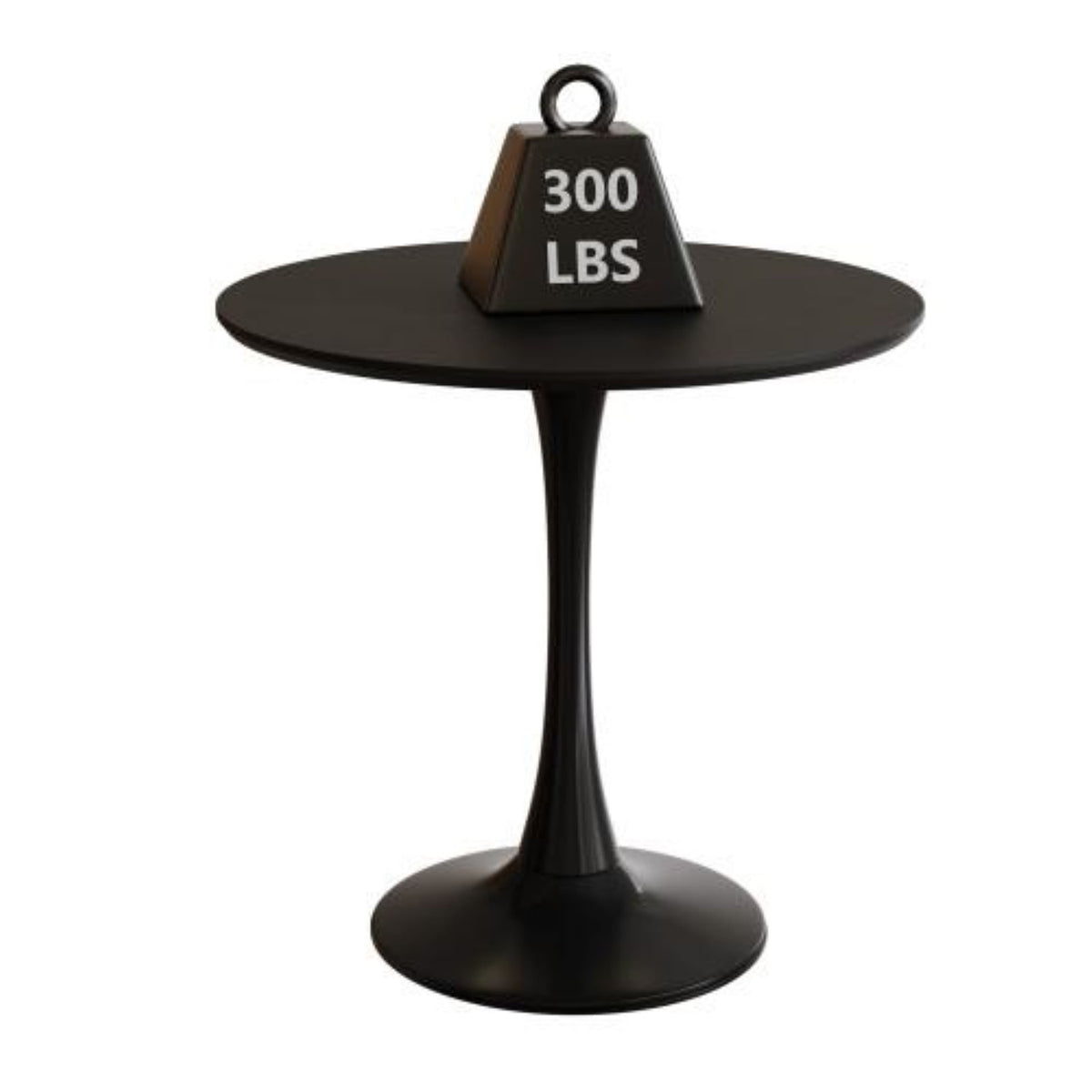 Modern Round Dining Table with MDF Top and Steel Base, Strong Construction, Easy Assembly and Cleaning, 23.5″ L x 23.5″ W x 29″ H, Black