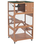 Catio, Outdoor Cat Enclosure House on Wheels with Hammock, Orange