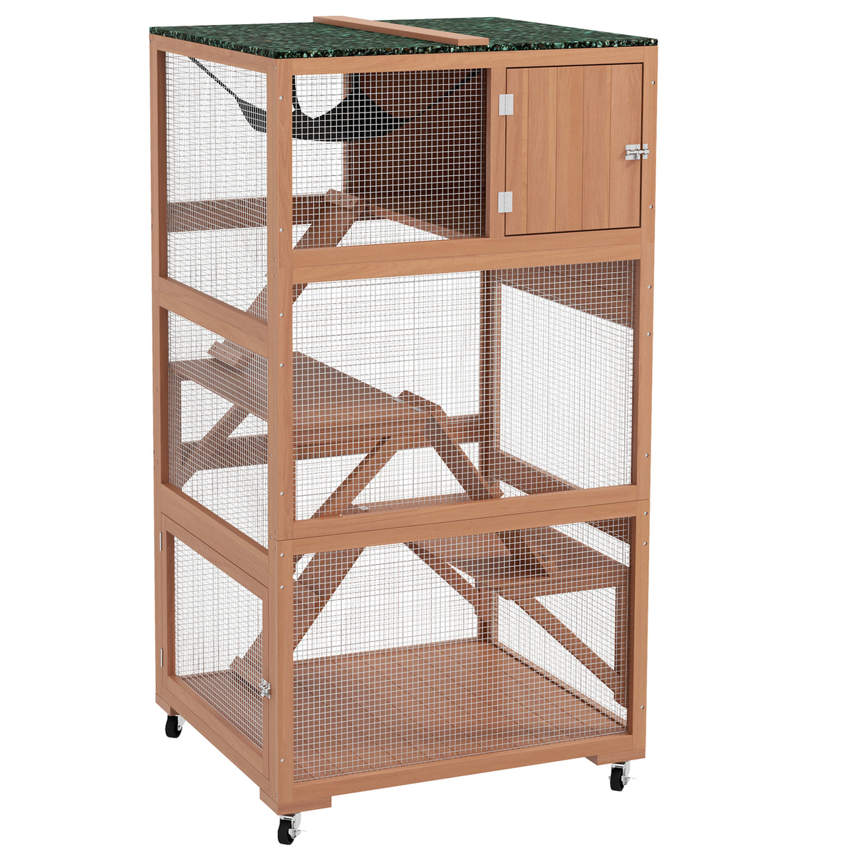 Catio, Outdoor Cat Enclosure House on Wheels with Hammock, Orange
