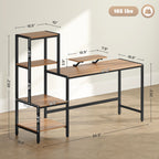 Computer Desk, 67" CPU Desk with Monitor Stand, Reversible 4-Tier Shelf, Industrial Writing Desk for Study Room, Brown