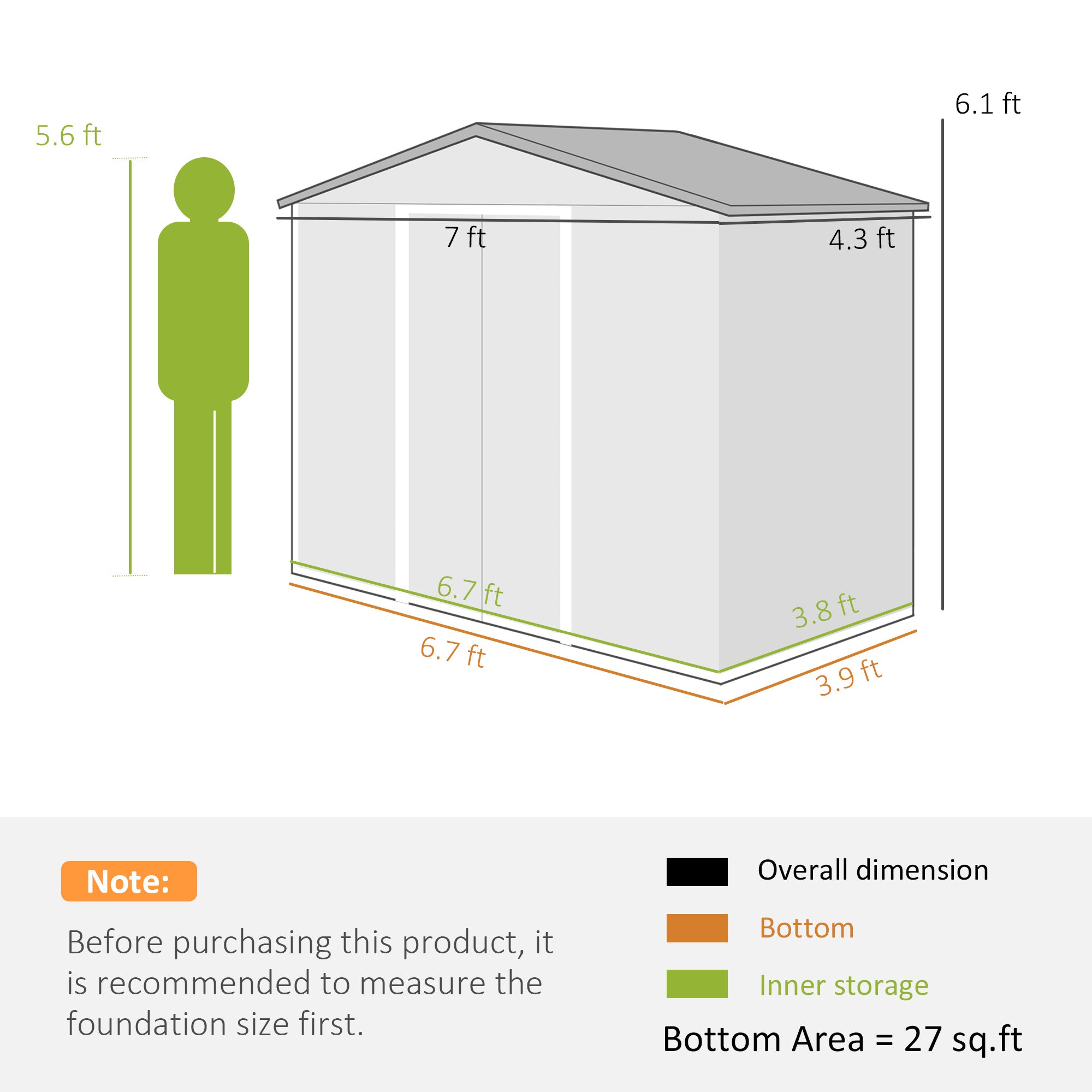 7' x 4' Outdoor Storage Shed, Garden Tool Metal Shed with Foundation Kit, Double Lockable Door, Air Vents and Sloping Roof, for Backyard, Patio, Lawn, Gray
