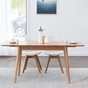 Extendable Dining Table with Telescopic Farmhouse Design, Sturdy Center Table with Rounded Corners, 63″ L x 31.5″ W x 29.5″ H, Light Oak