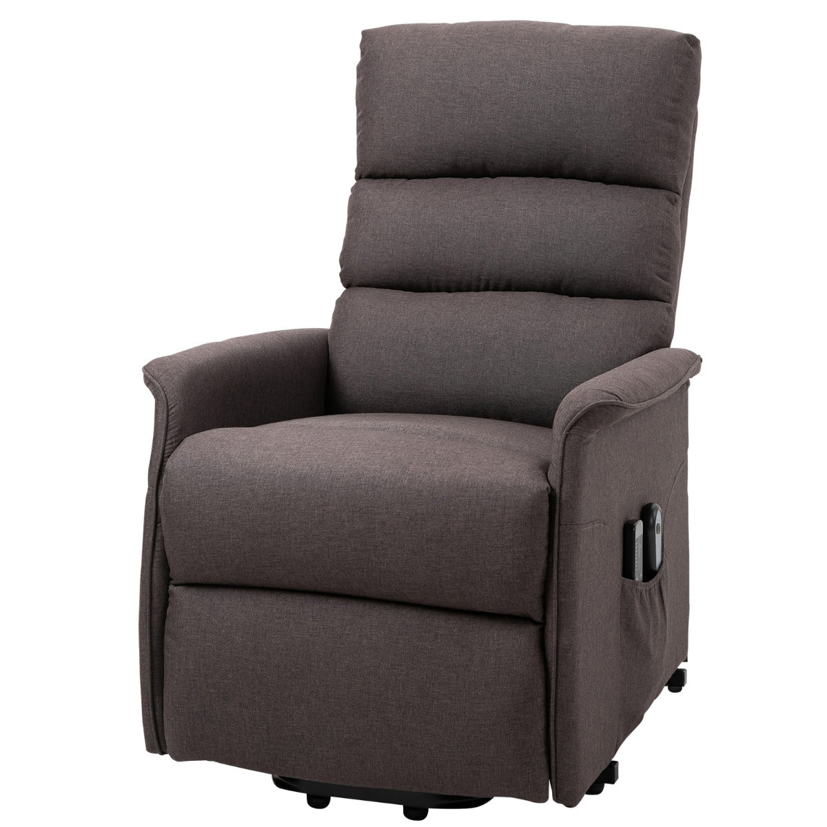 Power Lift Assist Recliner Chair for Elderly with Remote Control, Linen Fabric Upholstery, Brown