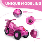 Ride On Motorcycle, 6V Ride on Bubble Car, 3 Wheeled Electric Motorcycle for Kids w/ LED Headlight, Music, Pink