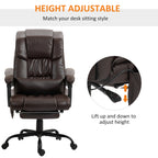Massage Office Chair with 6 Vibrating Points, High Back Reclining Office Chair with Footrest and Remote, Brown