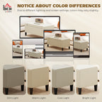 36" Ottoman with Storage, Storage Ottoman Bench with Lift Top and Rubberwood Legs, Linen Upholstered Entryway Seat with for Living Room, Bedroom, Holds up to 330 lb, Beige