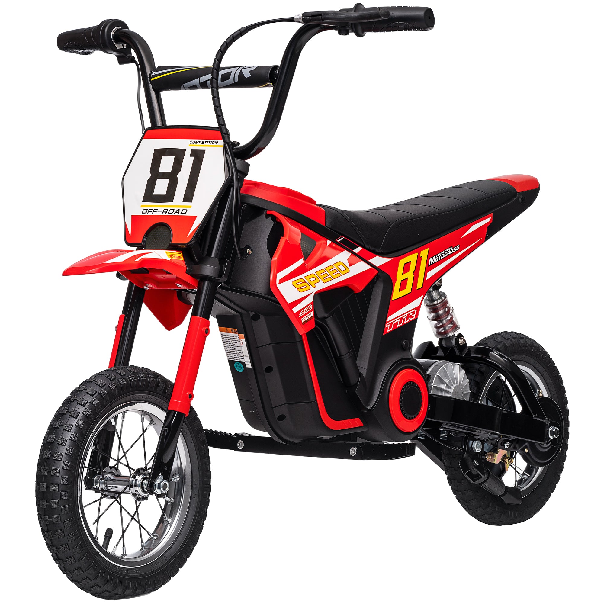 24V Kids Motorcycle, Electric Dirt Bike with 250W Motor, Up to 9.9 MPH, 12" Inflatable Tires and Rear Suspension, Red