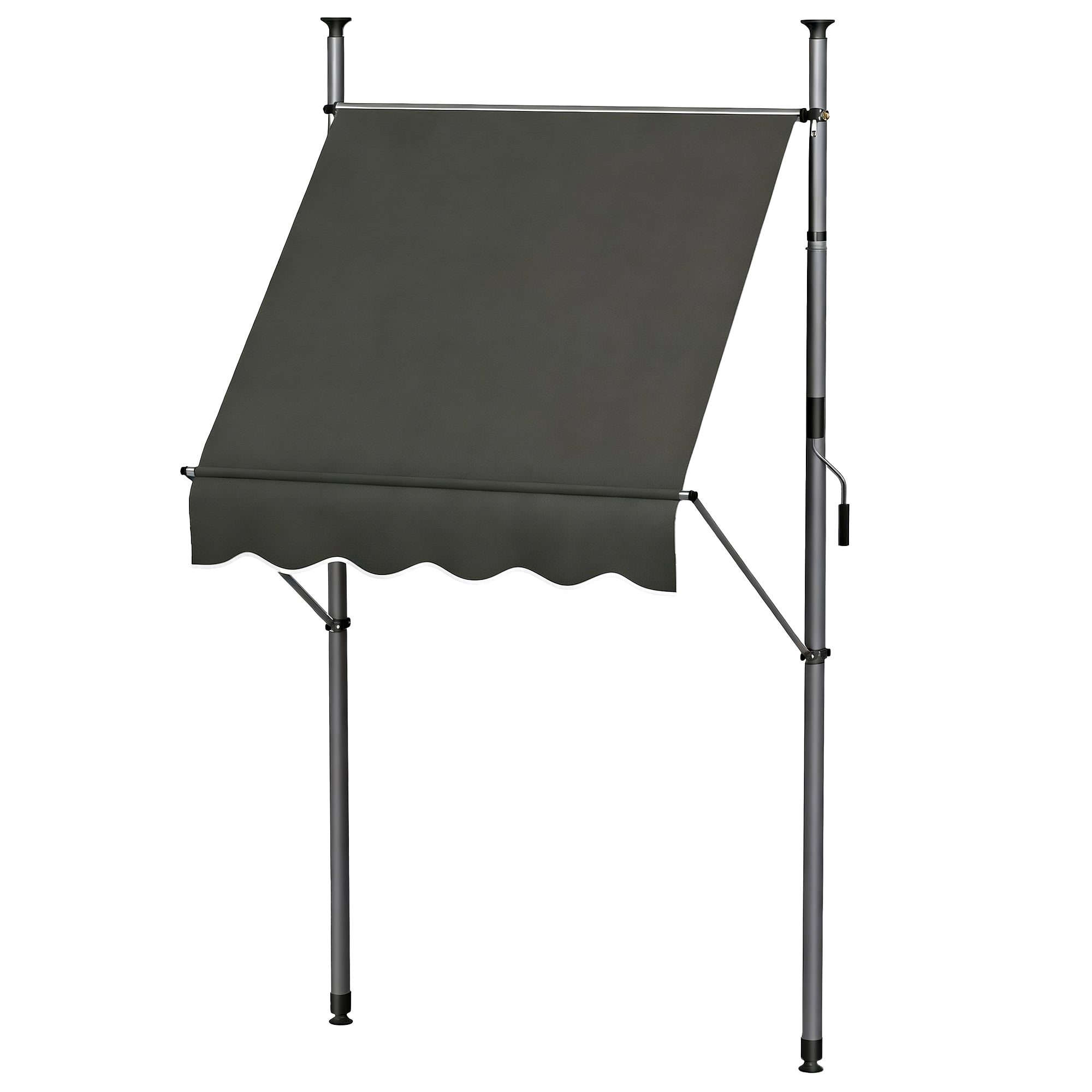 5' x 4' Manual Retractable Awning, Non-Screw Patio Awning, UV Resistant, for Window or Door, Dark Gray