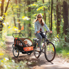 2-Seat Elite 360 Swivel Bike Trailer for Kids Bicycle Cargo Trailer with Water-Resistant Windows, Black and Orange
