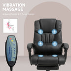 Massage Office Chair with 6 Vibrating Points, High Back Reclining Office Chair with Footrest and Remote, Black