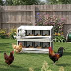Chicken Nesting Box, 8 Compartment Wood Laying Boxes for Chicken Coop with Egg Collection Trays Perches for 16-32 Hens