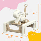 5 in 1 Rocking Horse for Toddlers 1-3 Years with Detachable Balance Board, Push Handle, Footrest, Cream White