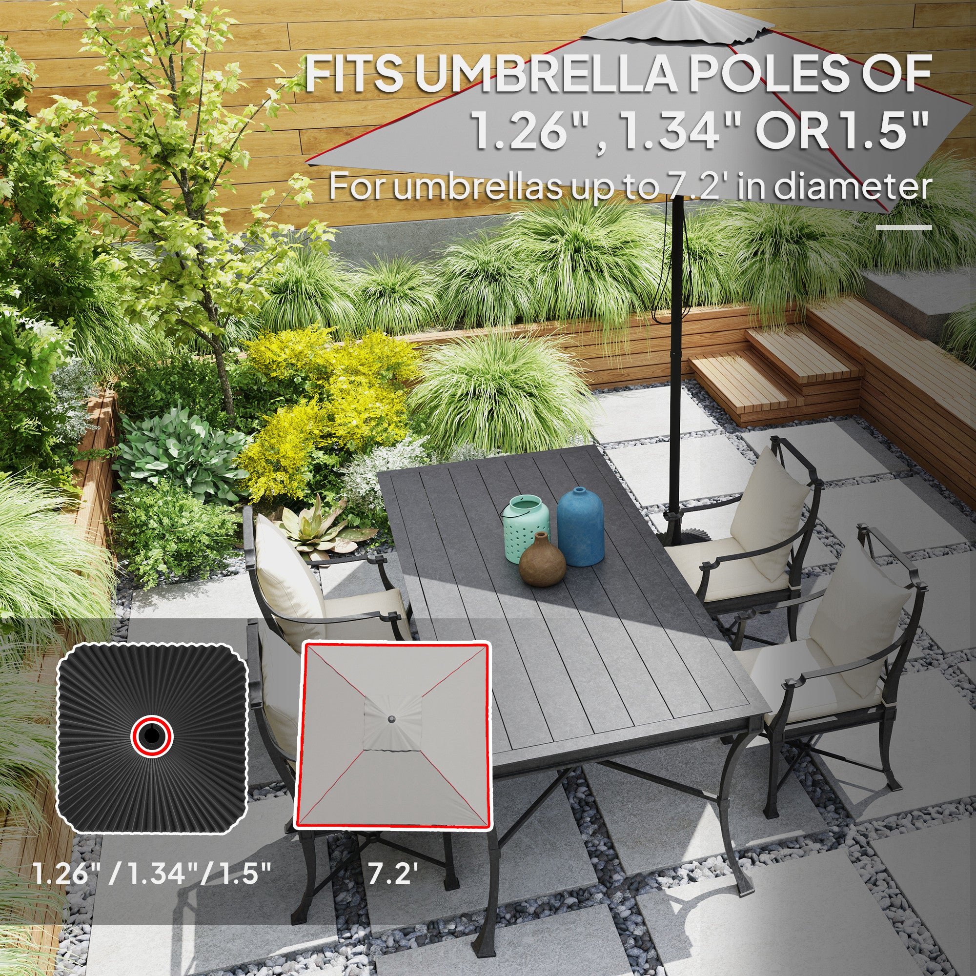 Square Patio Umbrella Base Holder, Heavy Duty Outdoor Umbrella Stand Base, Filled Up to 42lbs with Sand or 33lbs with Water for Garden, Poolside, Black