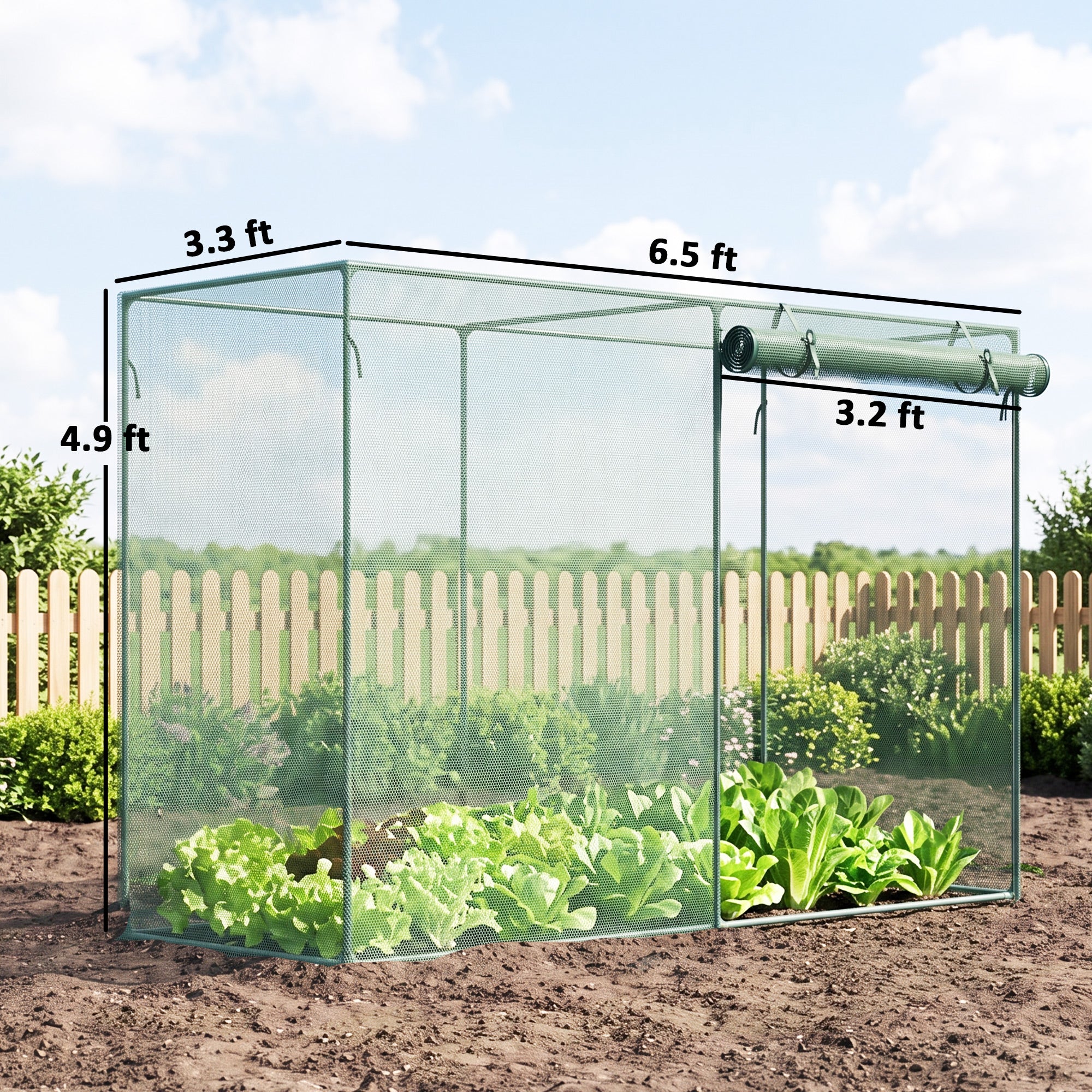 6 x 3ft Crop Cages for Garden, Plant Protectors from Animals, Two Zippered Doors, Storage Bag, 6 Ground Stakes, Green