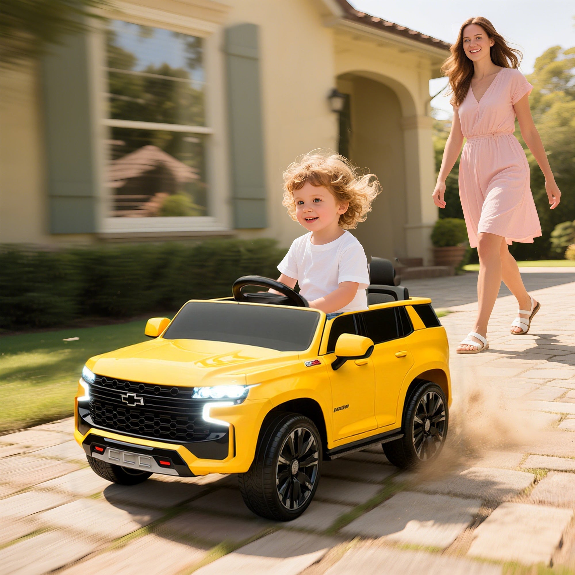 Electric Ride on Car 12V Kids Ride-on Toy, Yellow