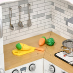 Corner Play Kitchen Set with Sound Effects and Tons of Countertop Space, Large Wooden Kitchen with Washing Machine, Food Toys, Ice Maker, Kids Kitchen, Ages 3-6, White