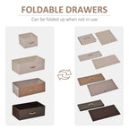 5-Drawer Fabric Dresser Tower, 4-Tier Storage Organizer with Steel Frame for Hallway, Bedroom, and Closet, Maple Wood