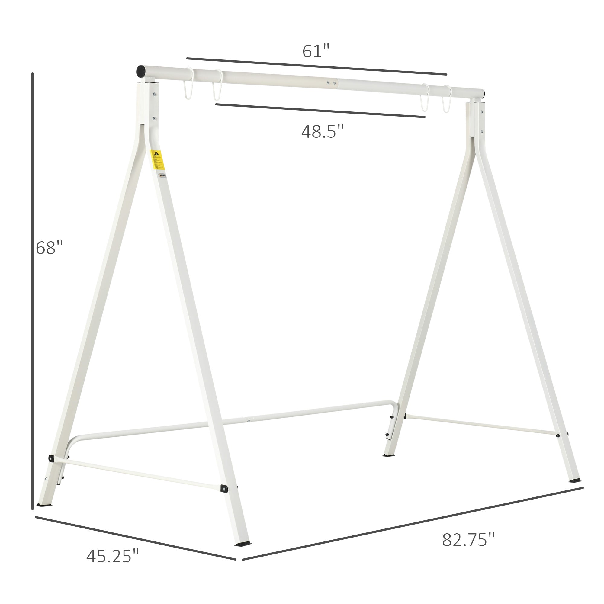Metal Porch Swing Stand, Heavy Duty Swing Frame, Hanging Chair Stand Only, 528 LBS Weight Capacity, for Backyard, Patio, Lawn, Playground, White